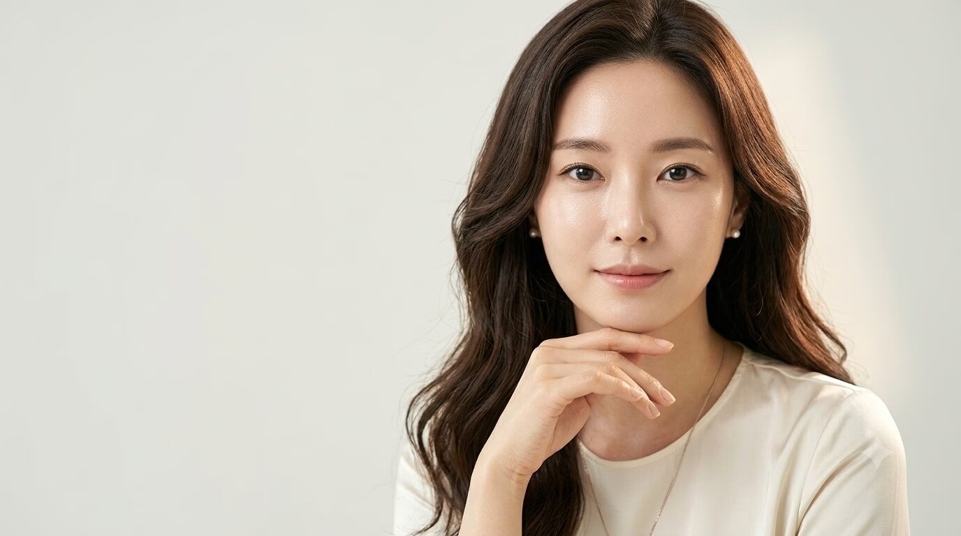 Model portrait on the Juvelook skin booster page at Maylin Apgujeong Clinic
